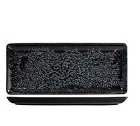 H&H Uranus Piatto Rettangolare in Porcellana, 15x35cm, Design Moderno, Elegante, per servire le pietanze, Nero