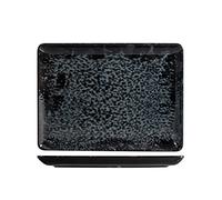 H&H Uranus Piatto Rettangolare in Porcellana, 20x27cm, Design Moderno, Elegante, per servire le pietanze, Nero