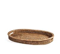 H&h vassoio ovale in rattan cm 52x36x5h