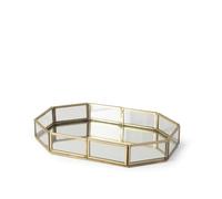 H&H Vassoio Sagomato in Vetro e Ferro Oro - 23x15x4 cm - Elegante e Resistente - Perfetto per Decorare e Organizzare