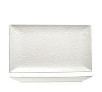H&h set 6 piatti stoneware wavy bianco rettangolare 25x15cm