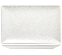 H&H Wavy Set 6 Piatti Rettangolari, Stoneware, Bianco, 30x20cm
