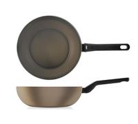 H&H, wok, antiaderente, linea Balance, colore beige, adatta a tutti i piani cottura, lavabile in lavastoviglie, diametro 28 cm