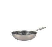 H&H Wok Evolution 30 cm in Acciaio Inox e Alluminio - Rivestimento Antiaderente a Nido d’Ape, Fondo per Induzione, Manico Ergonomico Isolante, Adatto a Tutti i Piani Cottura