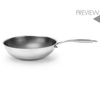 H&H Wok Evolution 30 cm in Acciaio Inox e Alluminio - Rivestimento Antiaderente a Nido d’Ape, Fondo per Induzione, Manico Ergonomico Isolante, Adatto a Tutti i Piani Cottura