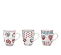 H&H Xmas Heart Set 12 Mug in Porcellana, Bombato, 280cc