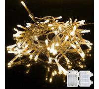 H HANSEL HOME Catena Luminsa Esterno Con Batteria, Luce 140 LED 11M per Albero di Natale con 8 Modalità Impermeabile IP44, Luci Natalizie da Esterno e interno - Luce calda