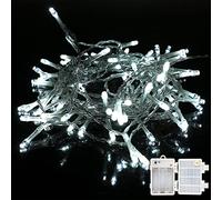 H HANSEL HOME Catena Luminsa Esterno Con Batteria, Luce 50 LED 4M per Albero di Natale con 8 Modalità Impermeabile IP44, Luci Natalizie da Esterno e interno - Luce bianca
