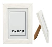 H HANSEL HOME Cornice Legno 13x18cm, Cornice Bianca Foto con Pannello in Vetro per Tavolo e Parete