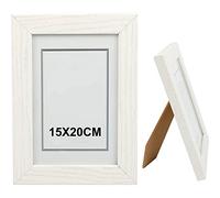 H HANSEL HOME Cornice Legno 15x20cm, Cornice Bianca Foto con Pannello in Vetro per Tavolo e Parete