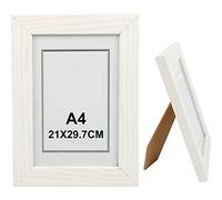 H HANSEL HOME Cornice Legno A4, Cornice Bianca Foto 21x29.7cm con Pannello in Vetro per Tavolo e Parete