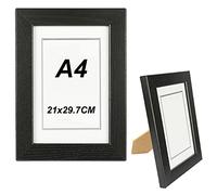 H HANSEL HOME Cornice Legno A4, Cornice Nere Foto 21x29.7cm con Pannello in Vetro per Tavolo e Parete