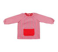 H HANSEL HOME Grembiule Scuola per Bambino, Grembiule per Scuola Materna Nessun Pulsante, Grembiule per Bambino Elastico su Polsino e Collo - Rosso 2-3 Anni