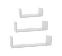 H HANSEL HOME Set di 3 Mensole da Muro per Decorativi, Mensole da Parete Fissaggio Invisibile Bianca 42x10x10cm,32x10x8,5cm, 22x10x7,7cm
