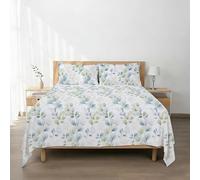 H HANSEL HOME Set di lenzuola in microfibra spazzolata, lenzuolo con angoli regolabile altezza 30 cm, lenzuolo di sopra e federe, per letto da 180 cm, 4 pezzi, 180 x 190/200 cm, eucalipto
