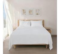 H HANSEL HOME Set Lenzuola Matrimoniali Letto 105x190/200cm, Completo Lenzuola 100% Microfibra Traspirante Morbido al Tatto - Include 1 lenzuolo sopra, 1 lenzuolo con angoli 30cm e 1 federa - Bianco