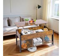 H.J WeDoo H.J Tavolino regolabile in altezza, 46,5-62 cm, tavolino per soggiorno con vano portaoggetti, 3 scomparti aperti, stile industriale, supporti in metallo, portata fino a 40 kg, colore