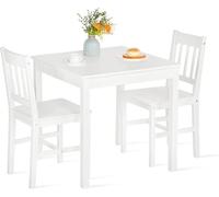 H.J WeDoo Set da pranzo da 3 pezzi, con tavolo da pranzo, e 2 sedie, rettangolare, tavolo da cucina per soggiorno, sala da pranzo, 74×74×73 cm,bianco