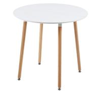 H.J WeDoo Tavolo da pranzo rotondo con pannello in MDF, tavolo da pranzo scandinavo, per cucina, soggiorno, bianco, 90 D x 90 W x 74 H cm