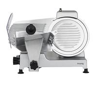 H.Koenig Affettatrice elettrica MSX250 Professionale, precisa, Spessore di Taglio 0-12 mm, Lama Made in Italy da 25 cm, affilatoio Integrato, 282 Giri/min, 240 W, Acciaio Inossidabile, Argento