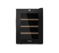 H.Koenig Cantina per vini 12 bottiglie AGE12, 31 L, professionale in acciaio inox, refrigerante, termoelettrica, regolabile da 8°C a 18°C, silenziosa, illuminazione interna, 3 ripiani, nero