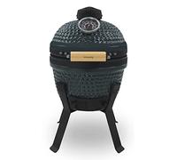 H.Koenig Barbecue giapponese Kamado YOKO13 a carbone 32 cm, Cottura lenta/Barbecue/Grill/Affumicatore, Termometro incorporato, fino a 450°C, Distribuzione uniforme del calore, 2 persone, Nero