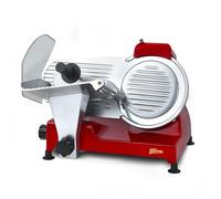 H.Koenig Affettatrice elettrica per salumi MSX224, professionale, precisa, spessore di taglio 0-12 mm, lama italiana 20 cm, affilacoltelli incorporati, ampio vassoio, 282 rpm, rosso