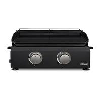 H.Koenig Piastra a Gas in Acciaio Inox PLX1022,Piastra da 5 mm, 47x 36 cm,2 Fuochi inox,Distribuzione Uniforme del Calore, Temperatura fino a 350°C