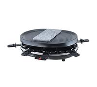 H.Koenig RP80 Apparecchio Multiuso, Piastra, per 8 Persone, Funzione Raclette/Pistra di Cottura in Granito/Griglia, 900W, 900 W, Acciaio Inossidabile, Pietra, Black