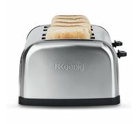 H.Koenig Tostapane grill 4 fette in acciaio inox TOAS14 Ampie fessure, 6 livelli di doratura, Scongelamento, Tostatura rapida e uniforme, Facile pulizia, 1500 W