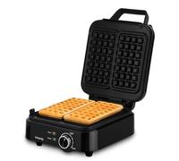 H.Koenig Waffle Maker compatto GFX420, Piastra per waffle, cialde, Potenza 1200 W, Piastre antiaderenti, Temperatura regolabile, 3 Livelli di Doratura, Bordo antifuoriuscita, Piedini Antiscivolo, Nero