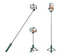 H.May Bastone Selfie Treppiede con Luce di Riempimento, 100CM Asta Selfie Stick Treppiede per Telefono Extra Lungo con Telecomando Staccabile Compatibile con iPhone 15 Samsung Smartphones, Verde