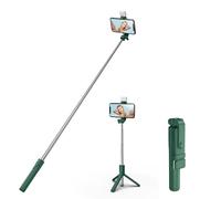 H.May Bastone Selfie Treppiede con Luce di Riempimento, Selfie Stick Stabile con Telecomando Bluetooth Staccabile Asta Selfie Compatibile con iPhone 15/14Pro Samsung Smartphones, Verde
