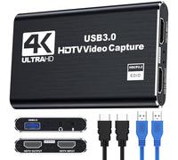 H.May Scheda di acquisizione video, scheda di acquisizione USB 3.0, 4K HDMI Loop-Out, 1080P 60FPS Video Recorder per PS4, OBS, fotocamera, gioco, streaming, trasmissione