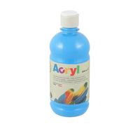 PRIMO Morocolor Acryl, 1 Bottiglia da 500 ml di Colore Acrilico Fine, Cyan, Effetto Coprente e Luminoso, Dotato di Tappo Dosatore
