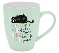H:)PPY life - Tazza con scritta Gute Tag, in porcellana con scritta New Bone China 35 cl, con confezione regalo | regalo divertente, compleanno | 74193