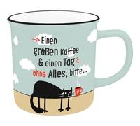 H:PPY life XL tazza con motivo caffè | Tazza preferita in porcellana con scritta in lingua inglese "55 cl, con nastro regalo | regalo fidanzato, fidanzata | 74525