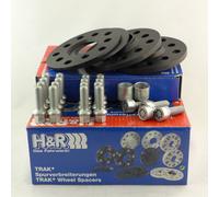 H&R Set di Distanziali per ruote DR-sistema 10mm per asse - Interasse 5x100 - Mozzo 57,1mm - Bulloni M14x1,5 - compatibile con Audi/Seat/Skoda/Volkswagen - Nero