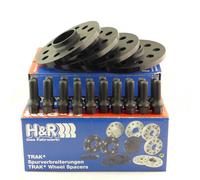 H&R Set di Distanziali per ruote DR-sistema 20mm per asse - Interasse 5x100 - Mozzo 57,1mm - Version B - Bulloni M14x1,5 - compatibile con Audi/Seat/Skoda/Volkswagen - Nero