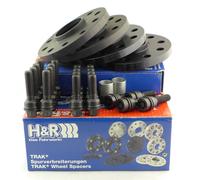 H&R Set di Distanziali per ruote DR-sistema 24mm per asse - Interasse 5x112 - Mozzo 66,5mm - Bulloni M14x1,5 - compatibile con Audi/Porsche/Volkswagen - Nero
