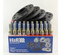 H&R Set di Distanziali per ruote DR-sistema 24mm per asse - Interasse 5x112 - Mozzo 66,5mm - Bulloni M14x1,5 - compatibile con Audi/Porsche/Volkswagen - Nero