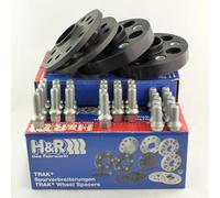 H&R Set di Distanziali per ruote DR-sistema 24mm per asse - Interasse 5x112 - Mozzo 66,5mm - Bulloni M14x1,5 - compatibile con Audi/Porsche/Volkswagen - Nero