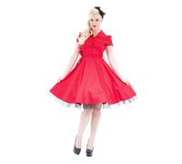 H&R London a Pois Swing 50'S Pinup Punk Rockabilly Rosso Vintage Ballo Abito