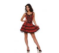 H&r London Rosso Scozzese Miniabito Nero Goth 50s Pinup Punk Vintage Ballo Abito