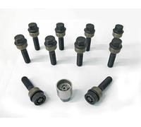 H&R Set Bulloni Ruota sferici con rondella Mobile R14 M14x1.50 - Lunghezza 63mm - Nero - 10 Pezzi (PE. Compatibile con Porsche) - in ulloni Antifurto