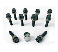 H&R Set Bulloni Ruota sferici con rondella mobile R14 M14x1.50 - Lunghezza 74mm - Nero - 10 Pezzi (pe. compatibile con Porsche) - in ulloni Antifurto