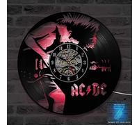 H&RB AC.DC Vinyl Record Design Orologio da Parete, Si Adattano alle Scene in Interni, preciso e Tranquillo Quando Walking (con LED, 7 Colori Disponibili)