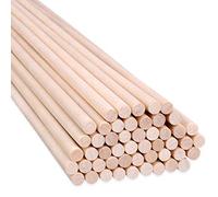 H&S 100 tasselli in legno 30 cm x 6 mm, bastoncini e bastoncini di tassello naturali non finiti per torte e progetti artigianali, tasselli in legno per torte, pali in legno, aste per tasselli