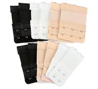 H&S Allunga Reggiseno con 2 e 3 Ganci - Estensore Prolunga Reggiseno in Nylon con Ganci in Acciaio Inox - 12 Pezzi - Estensione Elastica Facile da Usare e Lavare