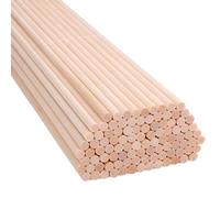 H&S Bastoncini in legno naturale non finito, 100 pezzi, 15 cm x 4 mm, per progetti artigianali e fai da te, tasselli in legno, aste per tasselli